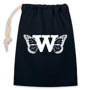 Buchstabe W Schmetterling - Verschließbarer Geschenkbeutel aus Baumwolle (14x20cm) - Navy - Vorne