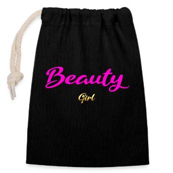 Beauty Girl pink - Closable cotton gift bag (14x20cm) - black - Front