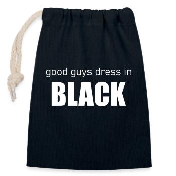 good guys dress in BLACK - Verschließbarer Geschenkbeutel aus Baumwolle (14x20cm) - Navy - Vorne