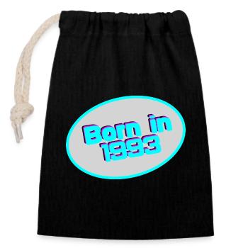 Born in 1993 - Closable cotton gift bag (14x20cm) - black - Front