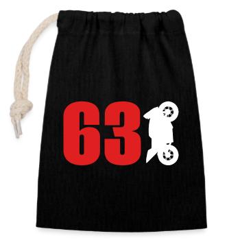 63 Motorcycle Biker Motorsport - Closable cotton gift bag (14x20cm) - black - Front