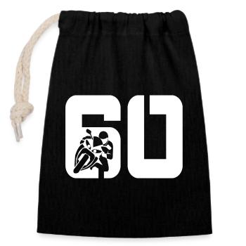 60 motorcycle bikers - Closable cotton gift bag (14x20cm) - black - Front