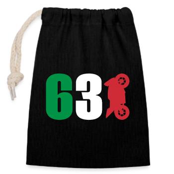 63 Moto Sport automobile Italie - Sac cadeau en coton avec cordon (14 x 20 cm) - noir - Devant