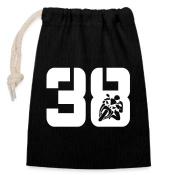 38 Motorcycle Biker - Closable cotton gift bag (14x20cm) - black - Front