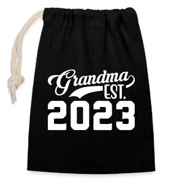 Grand-mère Est. 2023 - Sac cadeau en coton avec cordon (14 x 20 cm) - noir - Devant