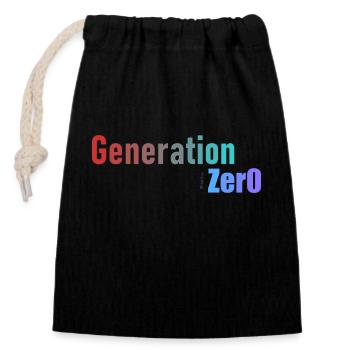 Génération 0 - Sac cadeau en coton avec cordon (14 x 20 cm) - noir - Devant