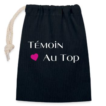 Témoin au top - Sac cadeau en coton avec cordon (14 x 20 cm) - bleu marine - Devant