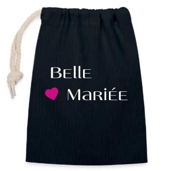 Belle mariée - Sac cadeau en coton avec cordon (14 x 20 cm) - bleu marine - Devant