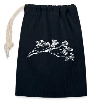 Cherry blossom - Closable cotton gift bag (14x20cm) - navy - Front