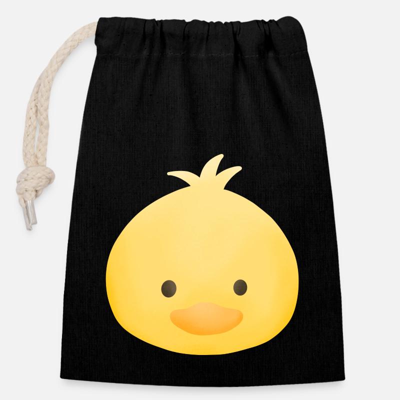 Canard jaune - Sac cadeau en coton avec cordon (14 x 20 cm) - noir