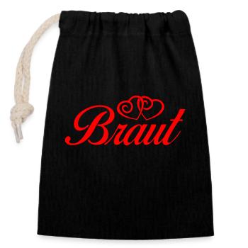 braut - Verschließbarer Geschenkbeutel aus Baumwolle (14x20cm) - Schwarz - Vorne