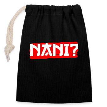 Nani? Japanese saying anime - Closable cotton gift bag (14x20cm) - black - Front