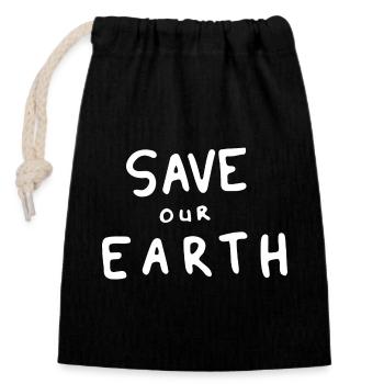 Save Our Earth Klimawandel Nachhaltig - Verschließbarer Geschenkbeutel aus Baumwolle (14x20cm) - Schwarz - Vorne