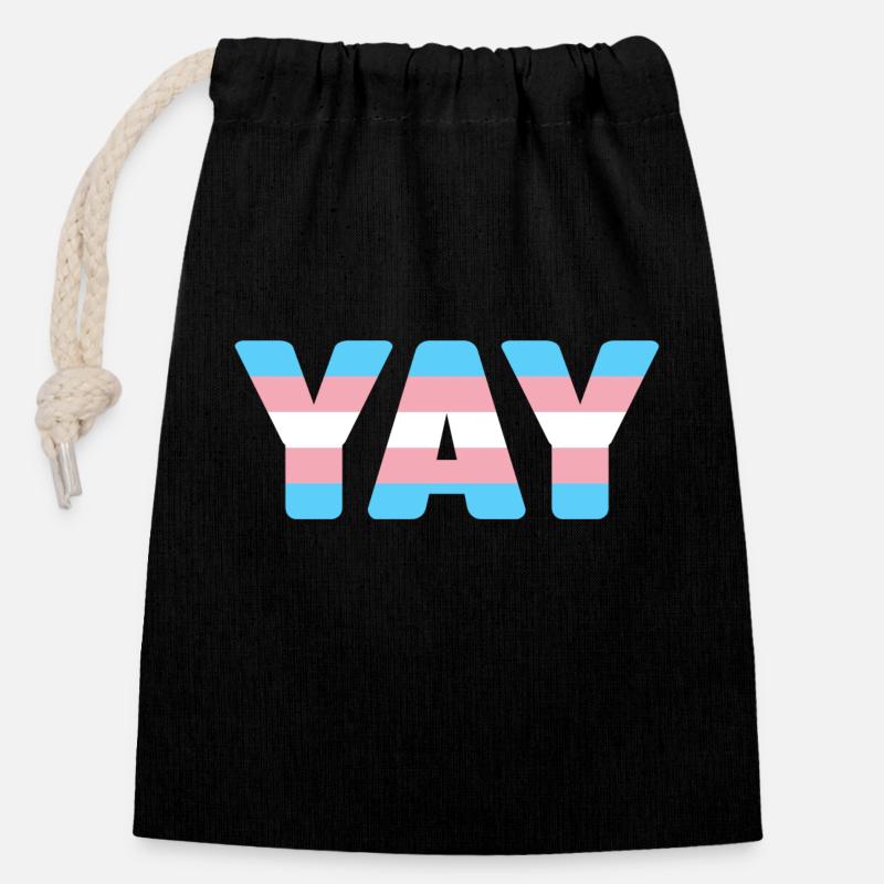 YAY transgender - Sac cadeau en coton avec cordon (14 x 20 cm) - noir