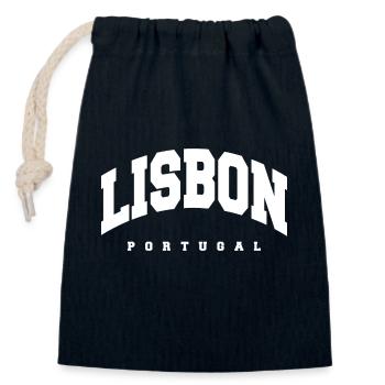 Lisbon - Closable cotton gift bag (14x20cm) - navy - Front