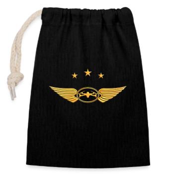 Pilote de drone / Emblème Drohnenpilot - Sac cadeau en coton avec cordon (14 x 20 cm) - noir - Devant