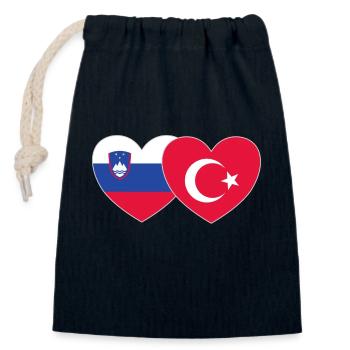 Slowenien Türkei Flagge Herz - Verschließbarer Geschenkbeutel aus Baumwolle (14x20cm) - Navy - Vorne