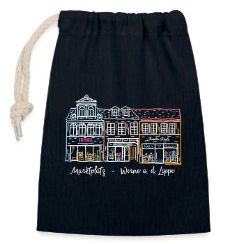 Werne, iconic row of houses on the market, district of Unna - Closable cotton gift bag (14x20cm) - navy - Front
