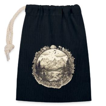 Nature Aventure Randonnée Camping Design - Sac cadeau en coton avec cordon (14 x 20 cm) - bleu marine - Devant