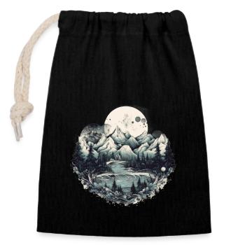 Nature Aventure Randonnée Camping Design - Sac cadeau en coton avec cordon (14 x 20 cm) - noir - Devant