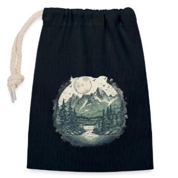 Nature Aventure Randonnée Camping Design - Sac cadeau en coton avec cordon (14 x 20 cm) - bleu marine - Devant