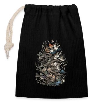 Bird Watching Bird Watchers Birds - Closable cotton gift bag (14x20cm) - black - Front