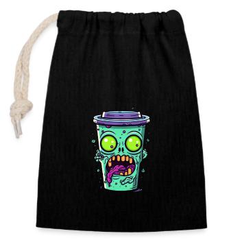 Halloween Kaffeebecher - gruselige Kaffeetasse - Verschließbarer Geschenkbeutel aus Baumwolle (14x20cm) - Schwarz - Vorne