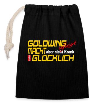 Goldwing macht Glücklich - Motorrad infiziert - Verschließbarer Geschenkbeutel aus Baumwolle (14x20cm) - Schwarz - Vorne