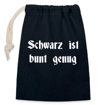 Schwarz ist bunt genug - Verschließbarer Geschenkbeutel aus Baumwolle (14x20cm) - Navy - Vorne
