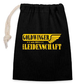 Motorrad Biker Goldwing Goldwinger Leidenschaft - Verschließbarer Geschenkbeutel aus Baumwolle (14x20cm) - Schwarz - Vorne