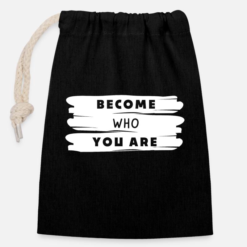 BECOME YOU ARE - Sac cadeau en coton avec cordon (14 x 20 cm) - noir