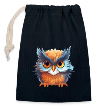 Cute Vigilant Owl | Night owl owl - Closable cotton gift bag (14x20cm) - navy - Front