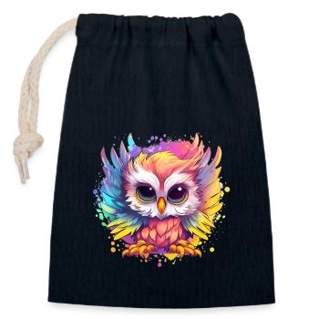 Cute Vigilant Owl | Night owl owl - Closable cotton gift bag (14x20cm) - navy - Front