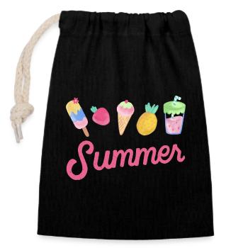 Summer Erfrischungen - Verschließbarer Geschenkbeutel aus Baumwolle (14x20cm) - Schwarz - Vorne