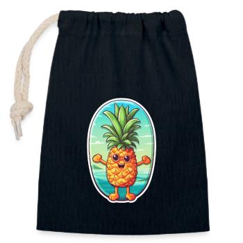 Pineapple Beach - Lustiges Sommerurlaubs-T-Shirt - Verschließbarer Geschenkbeutel aus Baumwolle (14x20cm) - Navy - Vorne