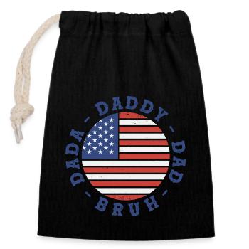 Patriotischer Dada Daddy Dad Bruh 4. Juli USA-Flagge - Verschließbarer Geschenkbeutel aus Baumwolle (14x20cm) - Schwarz - Vorne