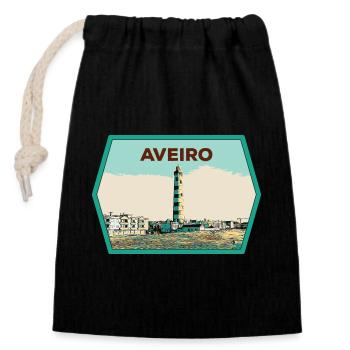 Lighthouse of the Aveiro Lagoon Original illustration - Closable cotton gift bag (14x20cm) - black - Front
