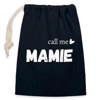 Call me mamie - Sac cadeau en coton avec cordon (14 x 20 cm) - bleu marine - Devant