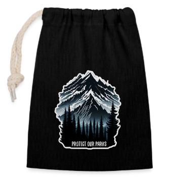 Nature, Faune, Plein air, Forêt, Camping, Randonnée, Thé - Sac cadeau en coton avec cordon (14 x 20 cm) - noir - Devant
