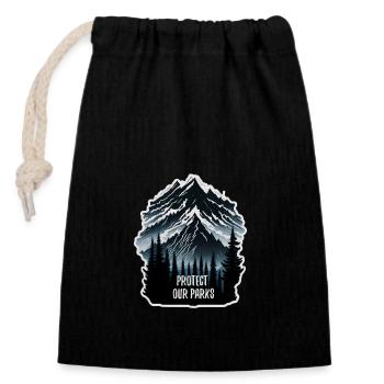 Nature, Faune, Plein air, Forêt, Camping, Randonnée, Thé - Sac cadeau en coton avec cordon (14 x 20 cm) - noir - Devant