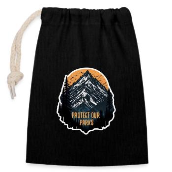 Nature, Faune, Plein air, Forêt, Camping, Randonnée, Thé - Sac cadeau en coton avec cordon (14 x 20 cm) - noir - Devant
