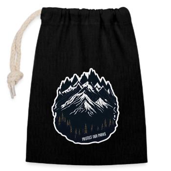 Nature, Faune, Plein air, Forêt, Camping, Randonnée, Thé - Sac cadeau en coton avec cordon (14 x 20 cm) - noir - Devant
