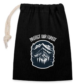 Nature, Faune, Plein air, Forêt, Camping, Randonnée, Thé - Sac cadeau en coton avec cordon (14 x 20 cm) - noir - Devant