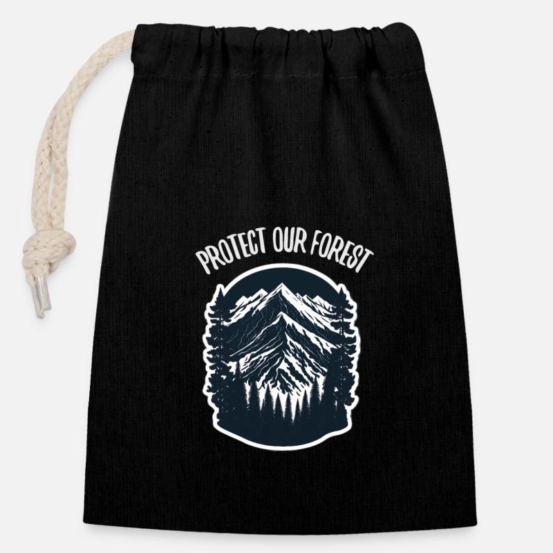 Natur Wildlife Outdoor Wald Camping Wandern Tee - Verschließbarer Geschenkbeutel aus Baumwolle (14x20cm) - Schwarz