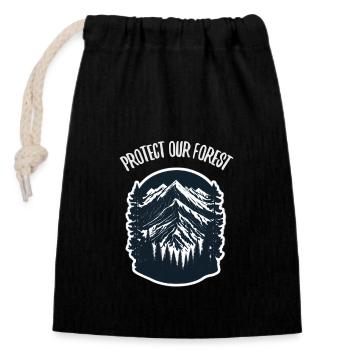 Nature, Faune, Plein air, Forêt, Camping, Randonnée, Thé - Sac cadeau en coton avec cordon (14 x 20 cm) - noir - Devant