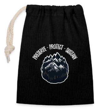 Nature, Faune, Plein air, Forêt, Camping, Randonnée, Thé - Sac cadeau en coton avec cordon (14 x 20 cm) - noir - Devant