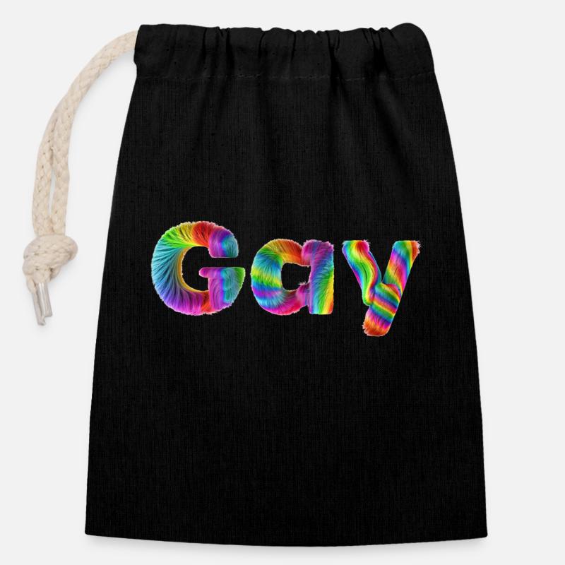 gay - Sac cadeau en coton avec cordon (14 x 20 cm) - noir