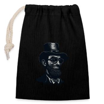 Funny Patriotic Abe Abraham Lincoln USA Men - Closable cotton gift bag (14x20cm) - black - Front
