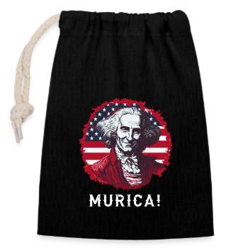 Patriotic USA Griddy George Washington Murica - Closable cotton gift bag (14x20cm) - black - Front