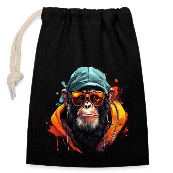 Cool chimp streetwear outfit urban style - Closable cotton gift bag (14x20cm) - black - Front